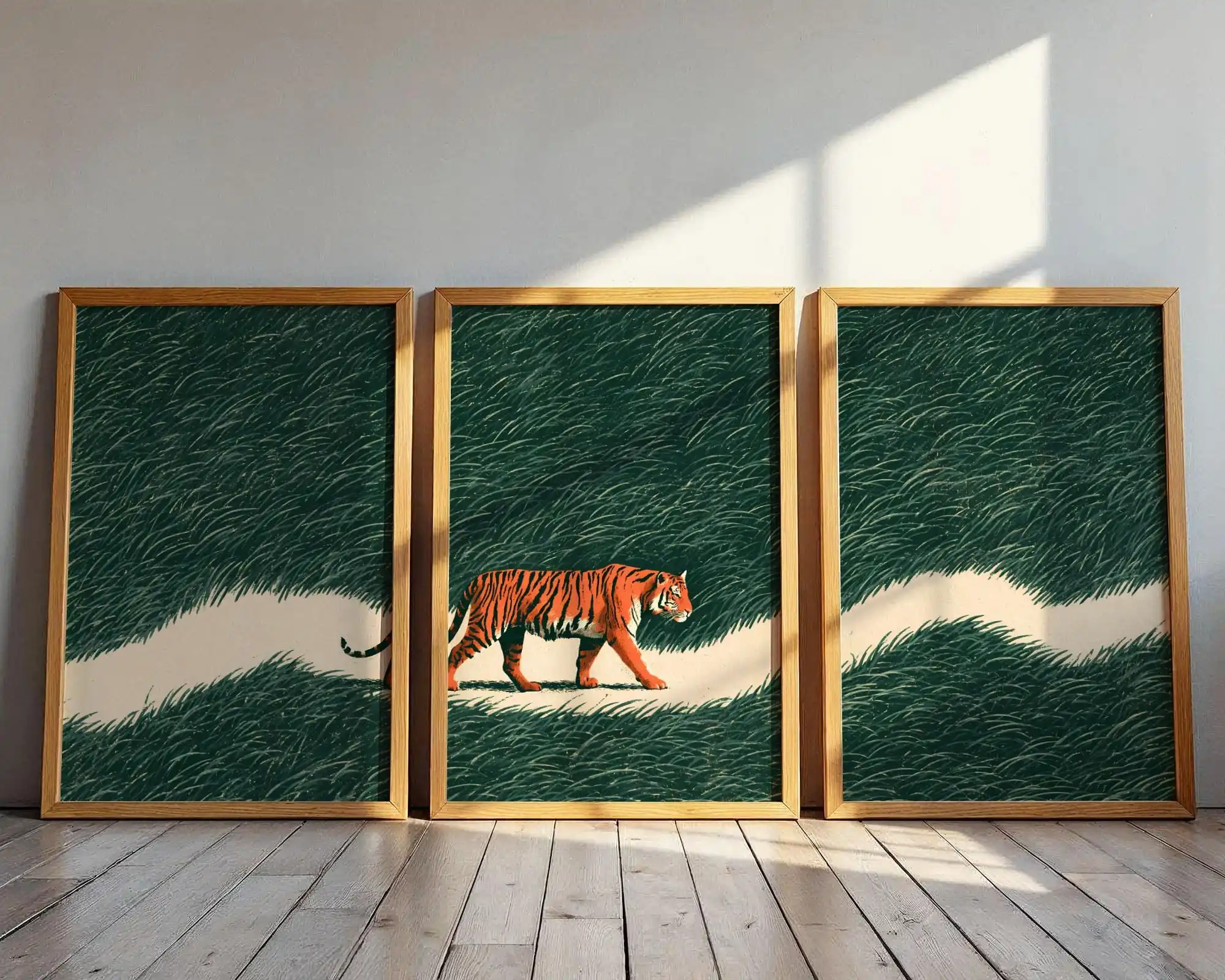 3pcs/Set Vintage Japanese Tiger Posters Unframed Retro Japanese Anmals Posters for Living Room and Bedroom Decorations Gifts