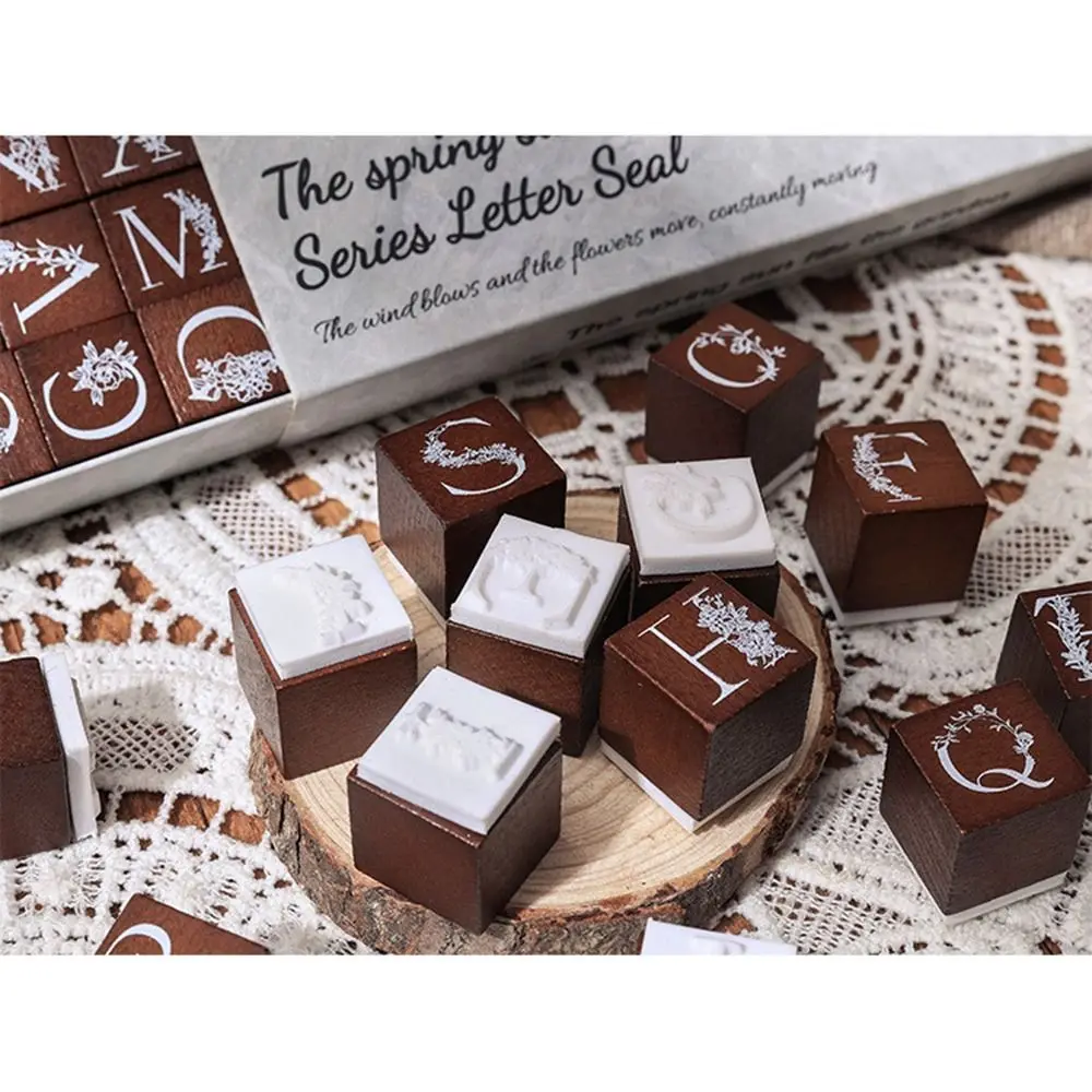 10/27 Pcs Number Wooden Rubber Stamps Kit Handmade Alphabet Letter Stamper Seal Set Comfortable Grip Engraved Clearly