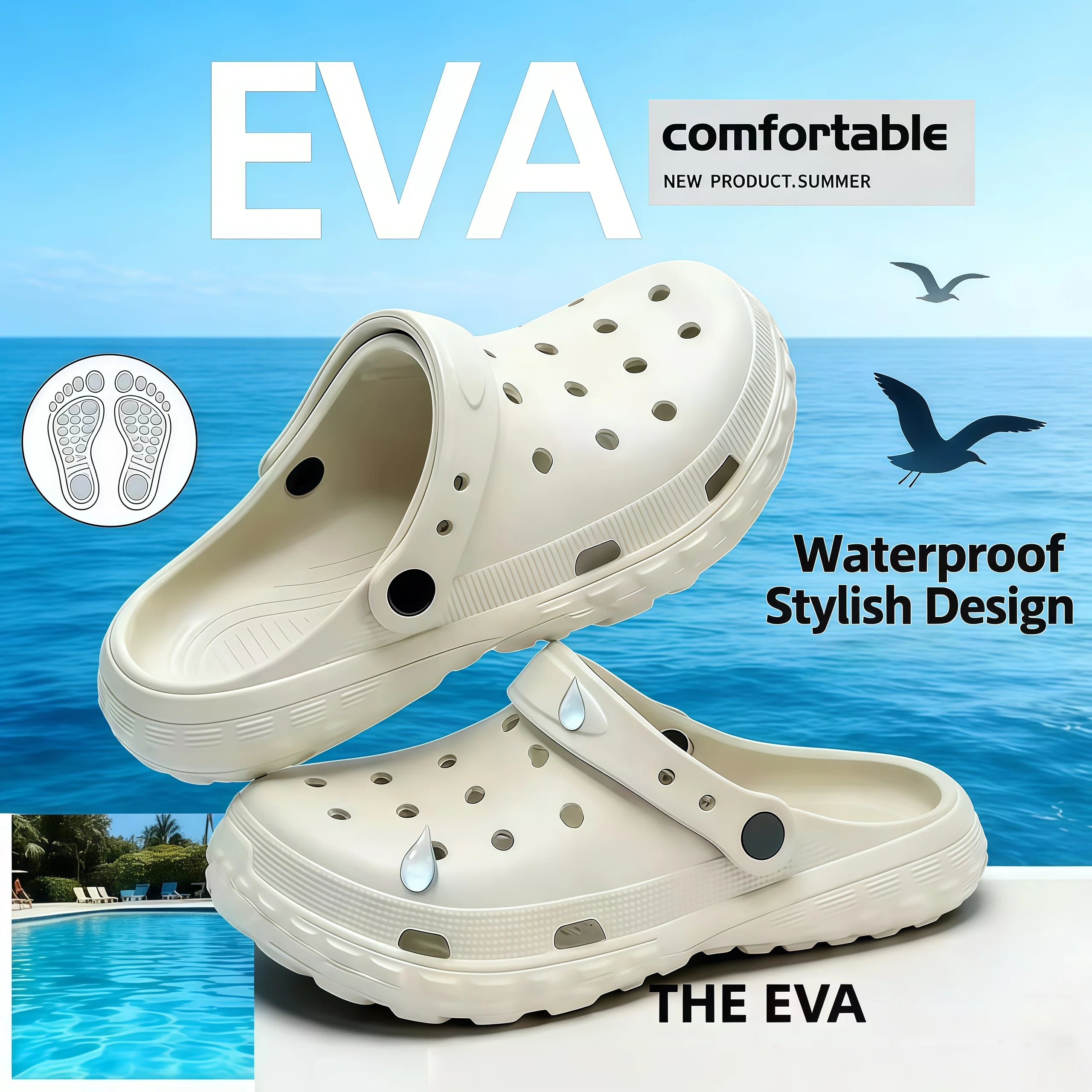 

High-quality Summer hollowed-out closed-toe anti-slip sandals soft-soled sandals men's and women's lightweight thick-soled holes