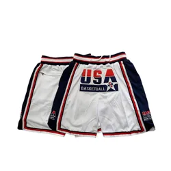 Men's Summer Basketball shorts Color White Navy Logo Are Stitched