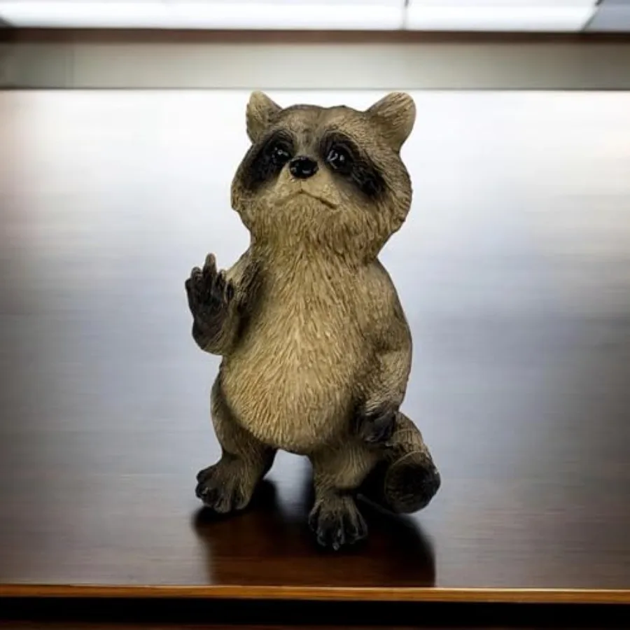Estatuilla De mapache rude volteando el pájaro dando el dedo medio caprichoso De decoración divertida novedad regalo De mordaza
