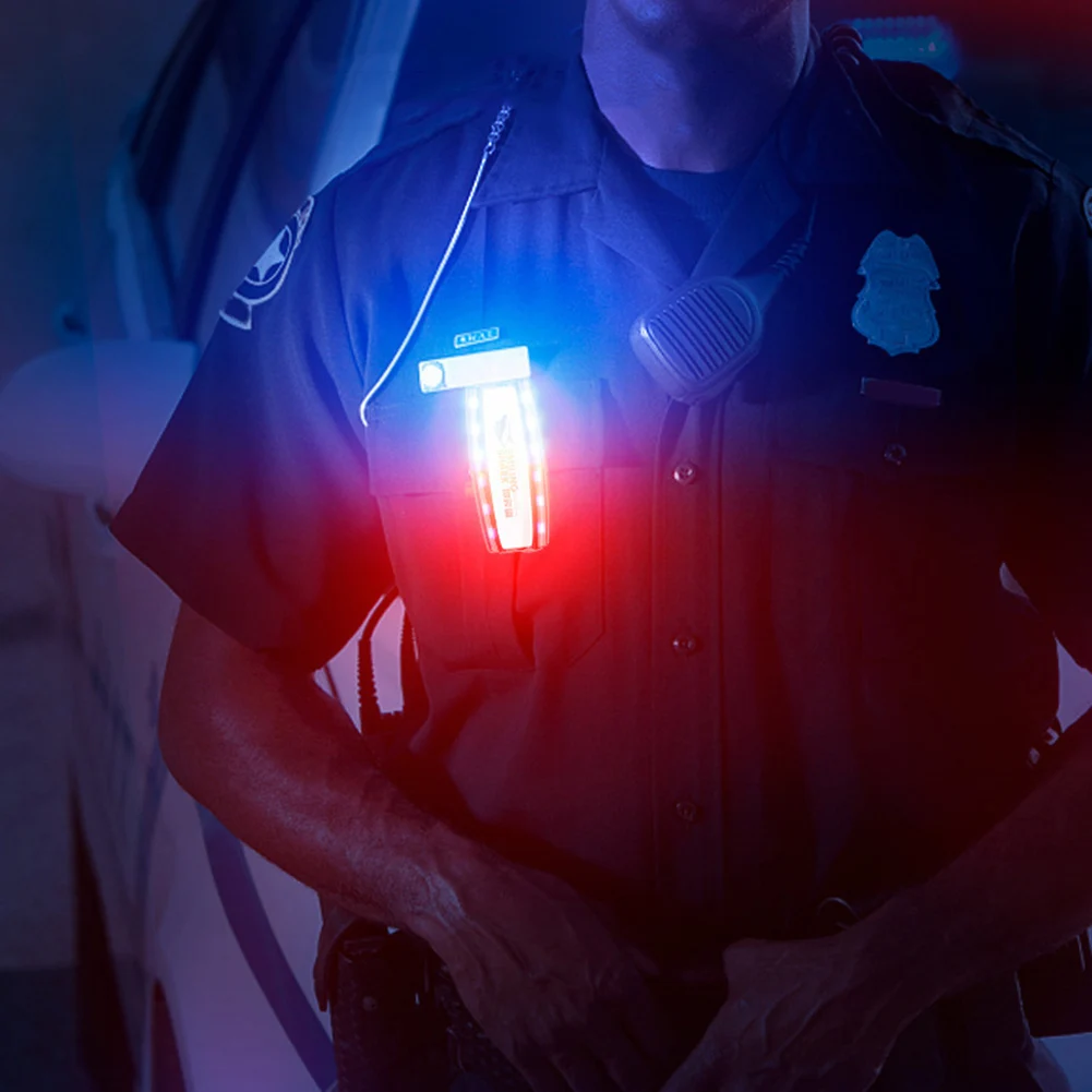 Multifunction Shoulder Clip Light Mini Red Blue LED Shoulder Warning Light Waterproof USB Charging for Sanitation Worker Patrol