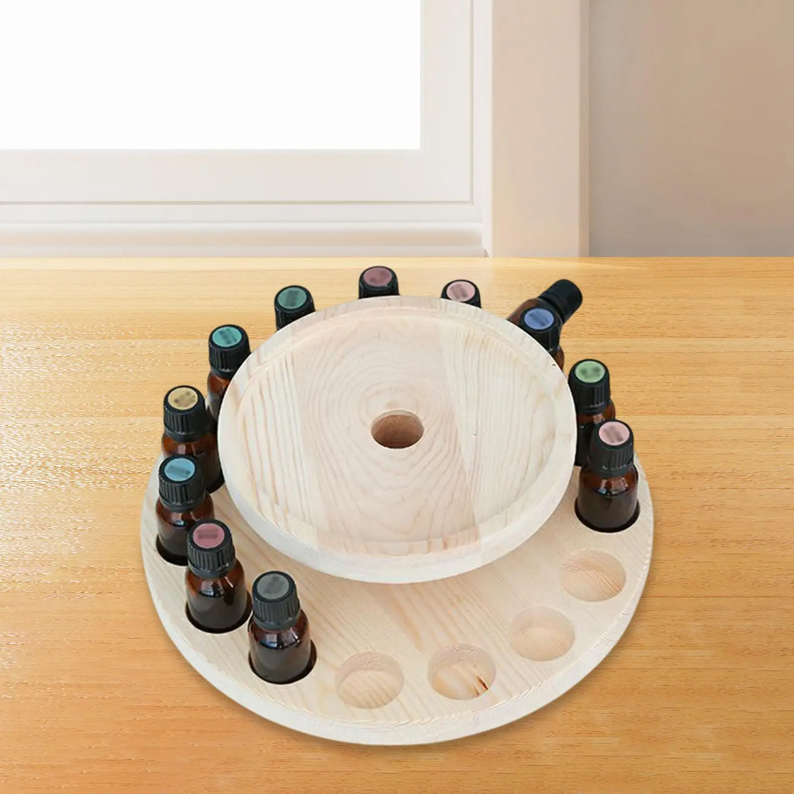 Essential Oils Diffuser Holder Carousel Display Stand with Rotating Upper Tray for Vanity Holding 5ml 10ml 15ml 20ml Bottles