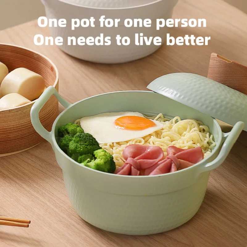 Imagem -02 - Coreano Instant Noodle Pot com Tampa Esmalte Duplo Orelha Stockpot Antiaderente Ramen Pot Saucepan Caçarola Gás Indução Universal 20cm