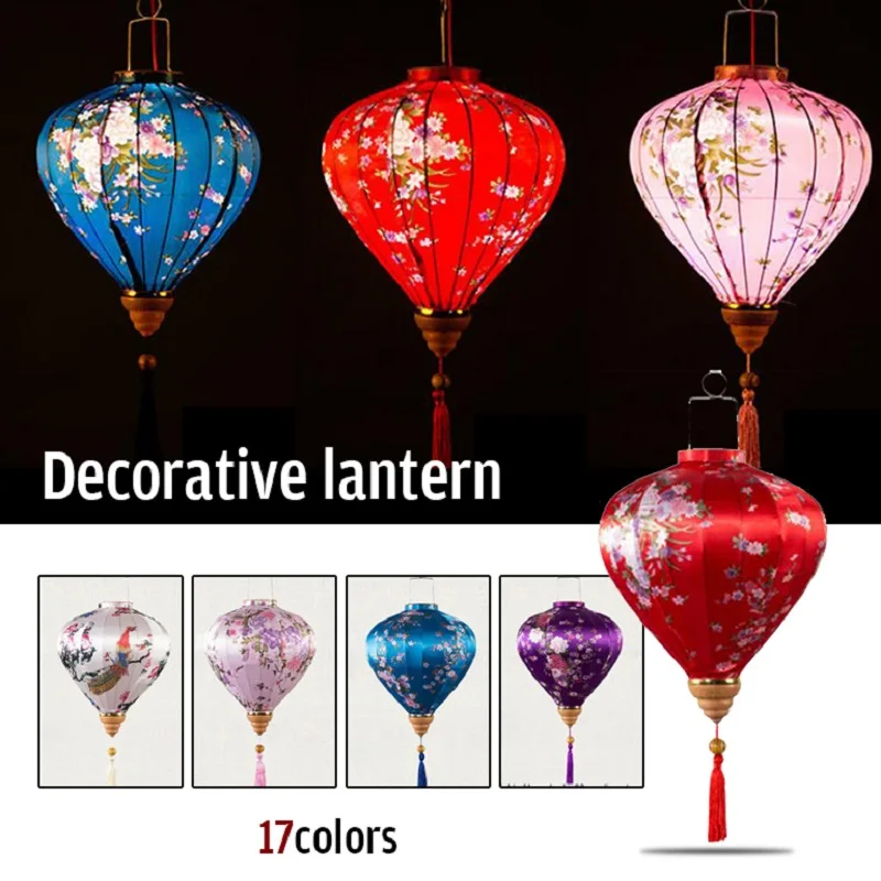 Vintage Silk Lanterns 12 inch Vietnam Japan Lantern Floral Pattern Lantern For New Year Spring Festival Party Home Decor