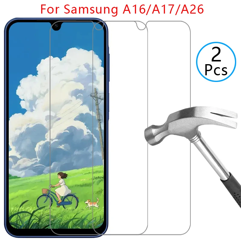 Capa de celular para Samsung Galaxy A16 A26 A17 com vidro temperado para A16 A26 A17 A16A A26A A17A 4G 5G, capa traseira 360 Samsung Galaxy 5G