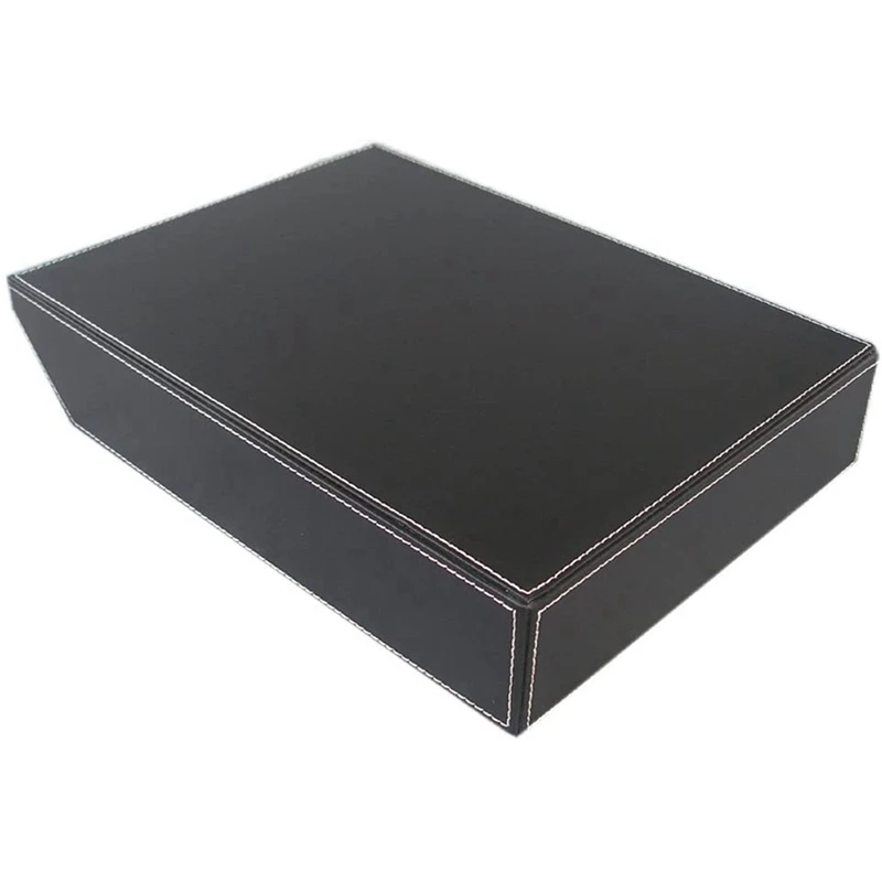 4X PU Leather Collection Letter Tray, Document Desk Organizer,Stackable Office File Document Tray Holder (Black)