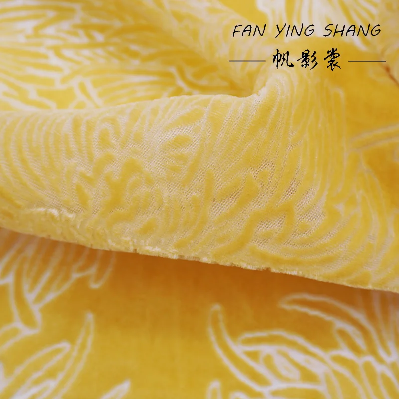 2026 Yellow Chrysanthemum Burnt Out Velvet Fabric For Dress Telas Para Costura Tissus Couture ткань Cloth Material Sewing view 6