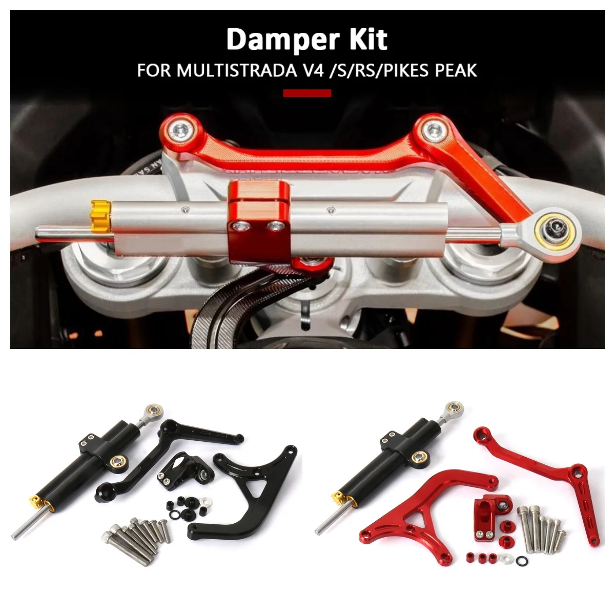 

Motorcycles Steering Stabilizer With Logo Damper Bracket Mount Kit For Ducati Multistrada V4 S 2021-2024 MULTISTRADA V4 RS