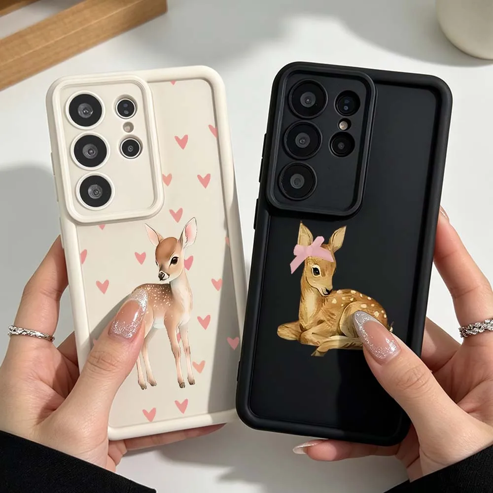 Cute Iittle Deer For Samsung Galaxy S26 S25 S24 S23 S22 S21 S20 Ultra Plus FE Eye Ladder Silicone Phone Case Cover
