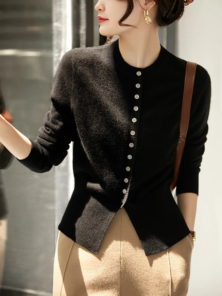 Cardigan Women Sweater Button Long Sleeve Top 2023 Autumn Winter Korean Fashion Clothes Female Black Knitted Sweaters Pull Femme