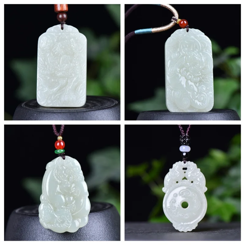 

Hetian Jade Money Drawing Pi Xiu Amass Fortunes Антикварный двойной кулон Pixiu