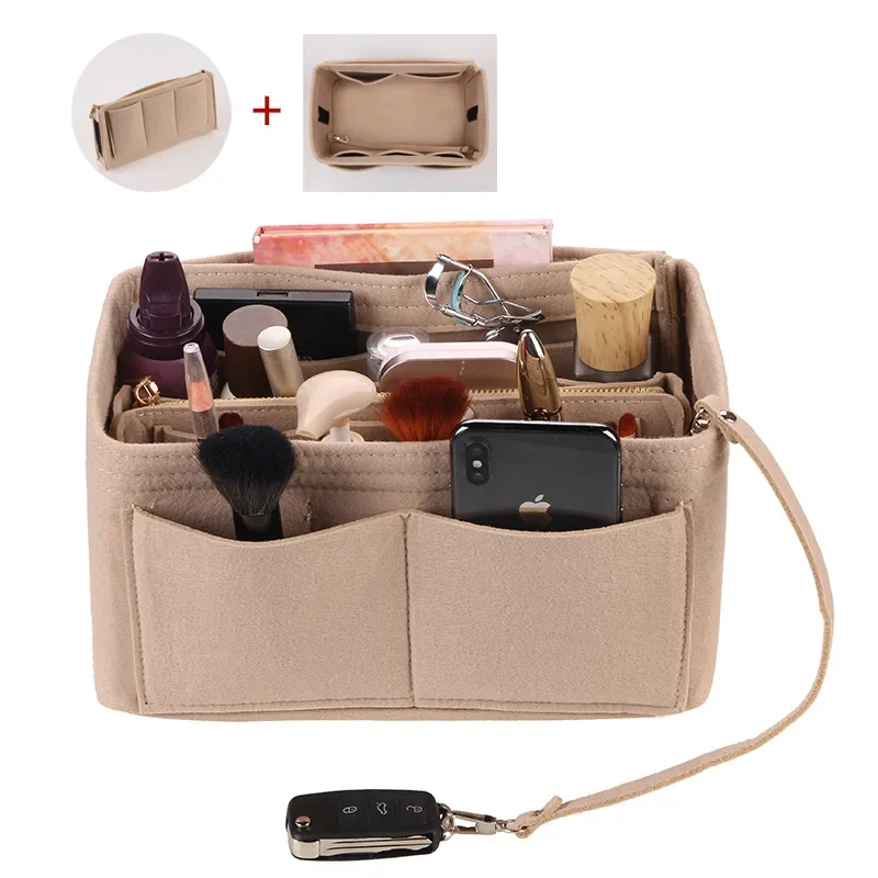 New Women Make Up Organizer Felt Insert Bag for Handbag Travel Inner Purse Portable Cosmetic Bags Fit Various Brand Bags