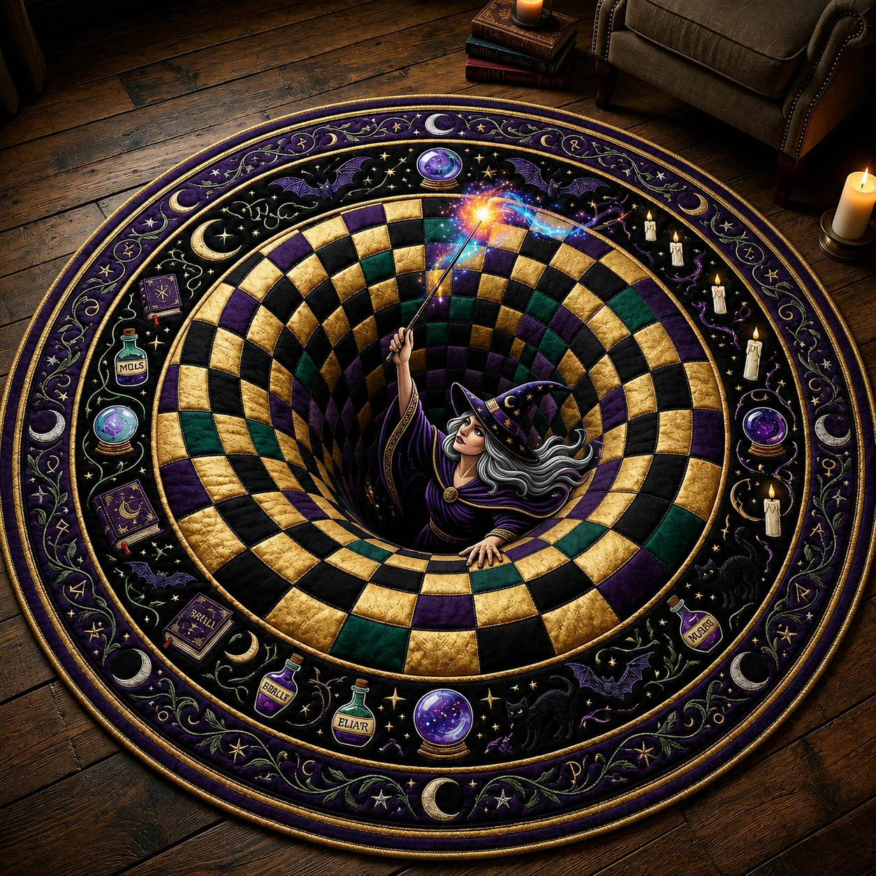 Horror Halloween Round Rug Bat Cat Skull Printed Plush Surface Non-slip Carpet for Home Outdoor Decor Door Mat, Cthulhu Antenna
