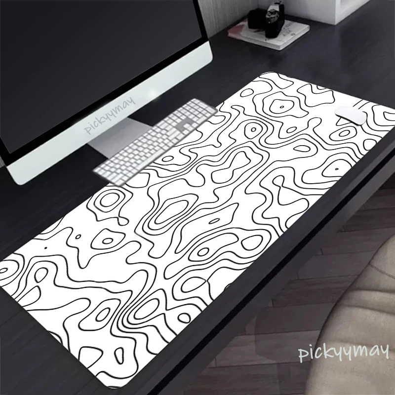 Preto e branco grande mouse pad 100x50cm computador mousepad empresa gaming mausepad teclado tapete de mesa de escritório arte abstrata