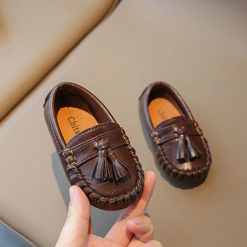 Children Casual Shoes Spring Autumn Soft Sole Baby Boys Shoes Tassel Design Comfortable Slip On Kids Girls Leather Shoes CSH1587