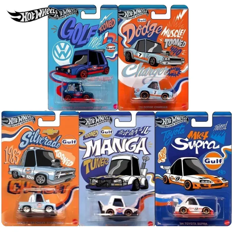 Mattel Hot Wheels 1/64 Silver Series 2025 Themed Automotive Mix 2 Gdg44 L Gulf Tooned Diecast Model Cars Toys Boys Gift