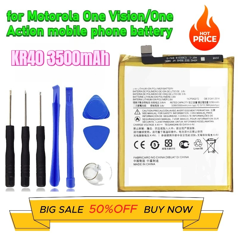 KR40 3500mAh for Motorola One Vision/One Action Mobile Phone Battery
