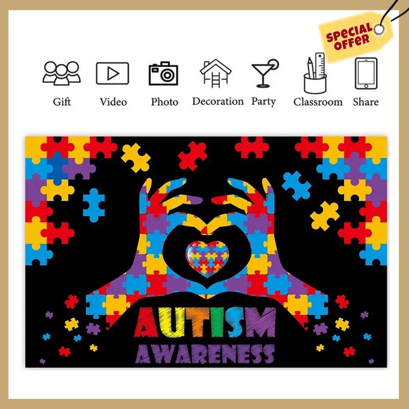 180X115 см фон для фотосъемки ткань мир день аутизма баннер фон головоломка вечеринка сцена установка фон ткань прочный