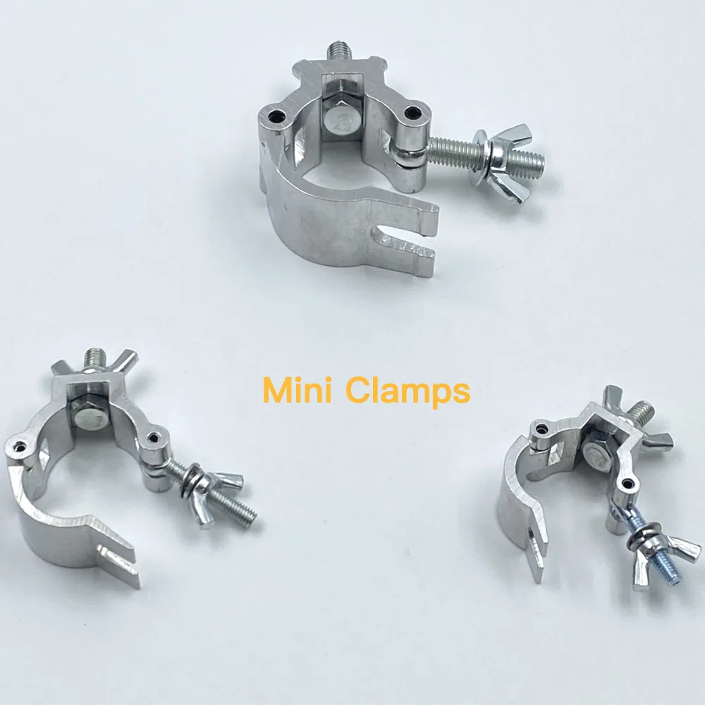 Aluminum Alloy Clamp Mount Tube Mini Clamp Stage Truss Lighting Clamps Round Pipe Lock Hook Couplers Small Brackets Silver Clamp
