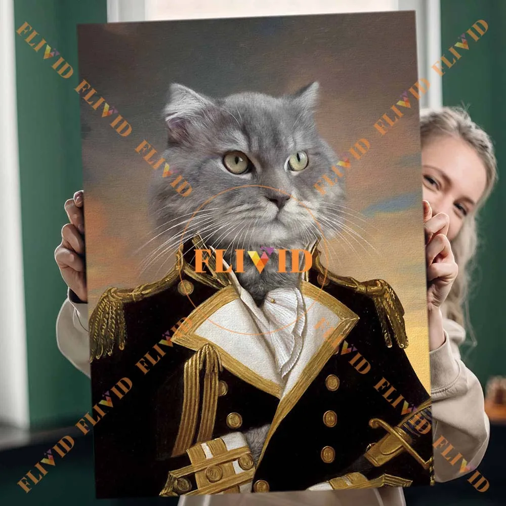 

Customized Funny Pet Royal Portrait,Custom Cat Dog Poster Wall Art Canvas Painting Wall Pictures For Living Room Unframed