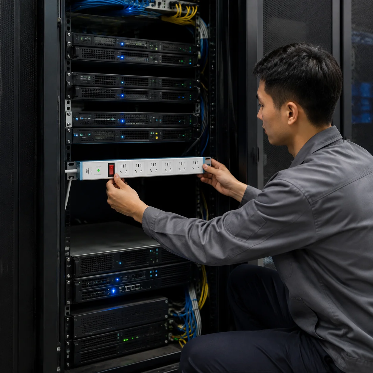 Power Distribution Unit Protector PDU for Data Center 19 Inch Server Rack Industrial Power Strip Flame Retardant PC