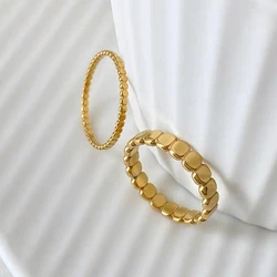 INS Trend Stainless Steel Metallic Eternity Dot Heart Shaped Stacking Rings for Women Waterproof 18K Gold Plated Jewelry Gift