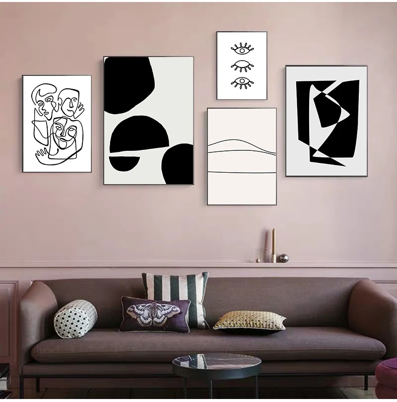 (No frame)Impresiones de arte corporal abstracto, línea minimalista, carteles nórdicos e impresiones, arte de pared, pintura