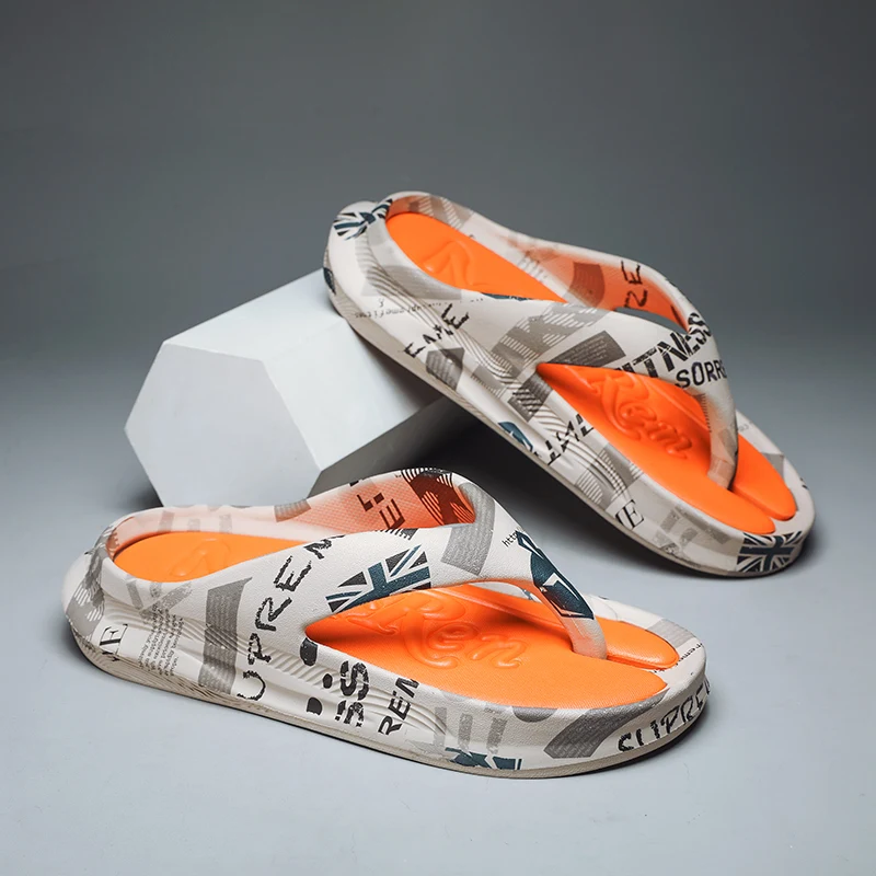 New Male Soft EVA Slippers Fashion Print Flip-flops Antiskid Comfortable Men Summer Casual Shoes Outdoor Thick Sole Slides 54111 image 5