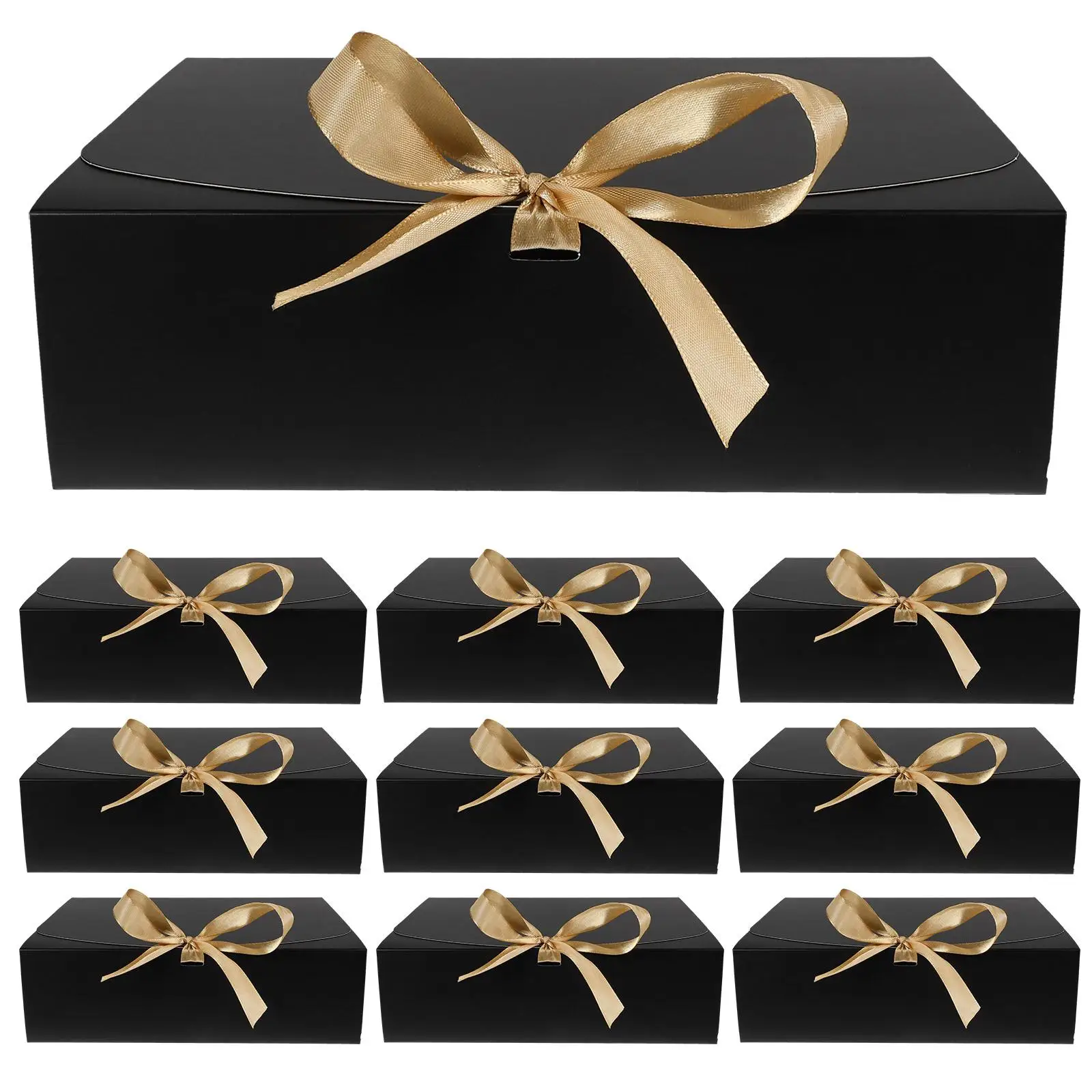 

10 Pcs Proposal Boxes Bridesmaid Black Cardboard Storage Case for Gifts White Folding Lid Wedding Party Packaging Box