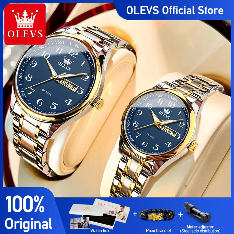 OLEVS 5567 Brand Couple Quartz Watches Waterproof Luminous Wristwatch for Lover Date Men‘s and Women's Wristwatch Simple Fashion