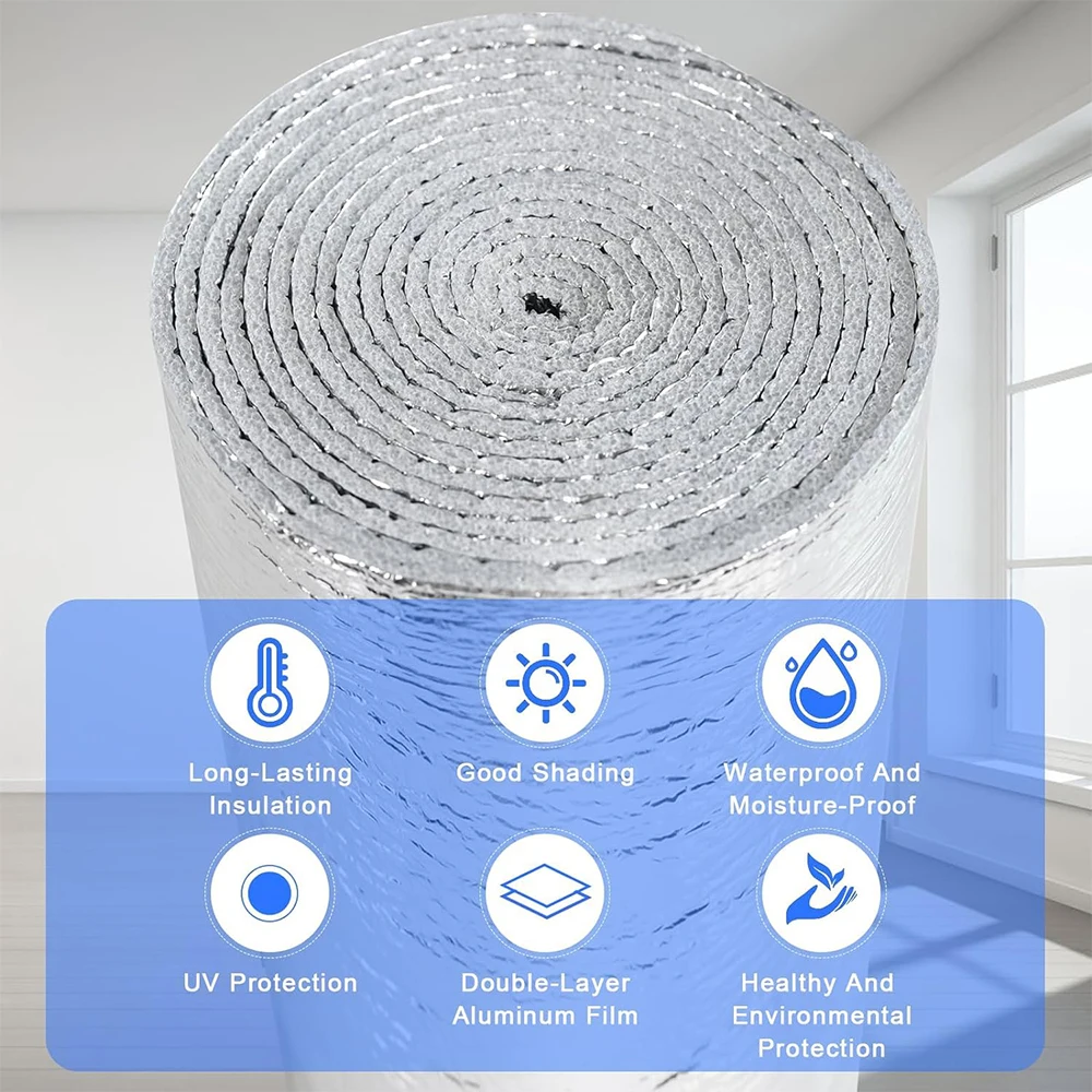 new Reflective Insulation Foam Roll Window Insulation Kit for Winter Double-Sided Pearl Cotton with Aluminum Foil Thermal Shield