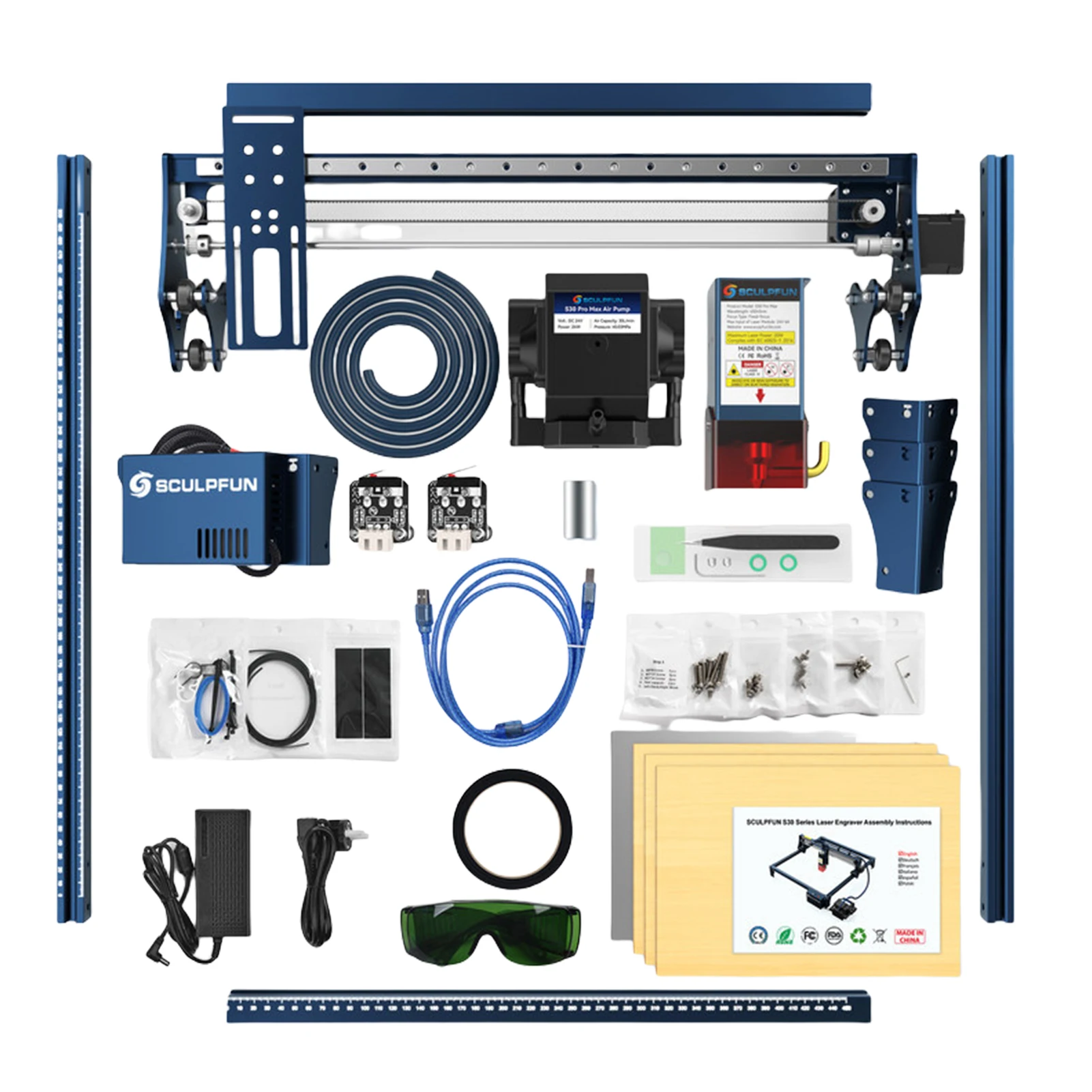New 20W Engraving Machine with Automatic Air Assist System Engraver with Replaceable Lens 410x400mm Engraving Area for Engraving