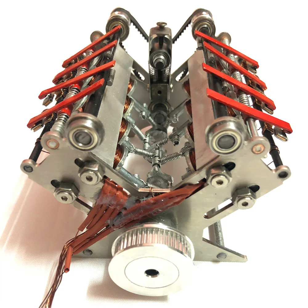 Aluminum Alloy V8 Engine Model Scientific Physics Educational Toy Electromagnetic Engine Model Can Be Started