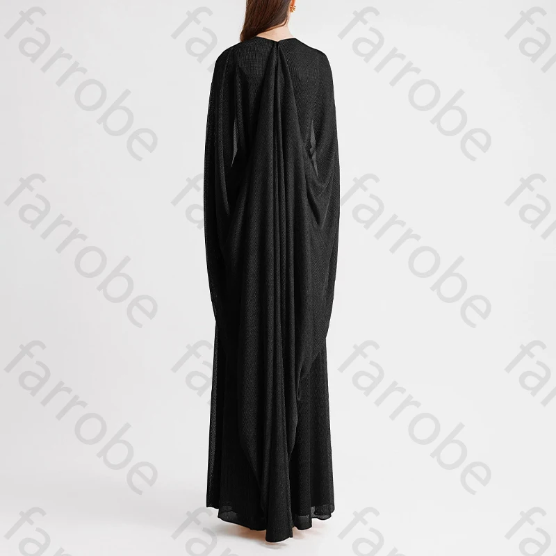 أنيقة سوداء الخامس الرقبة الشيفون فساتين السهرة عارضة مثير الطية فستان المشاهير رائعة عالية الجودة حفلة موسيقية ثوب مخصص #2