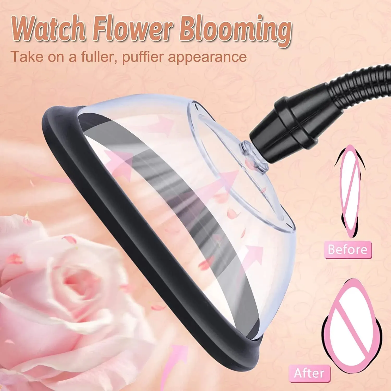 Female Manual Vacuum Pump, Clitoral and Vaginal Inhaler, Breast Massage, Nipple Stimulator, Enlarged Manual Pump Cover, Adult Se