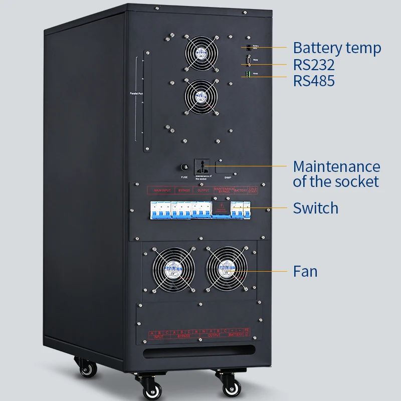 ความถี่ต่ําอุตสาหกรรมสามเฟสออนไลน์ UPS Pure Sine Wave 20kva 20kw Ups แหล่งจ่ายไฟสําหรับ Commercial Data Center