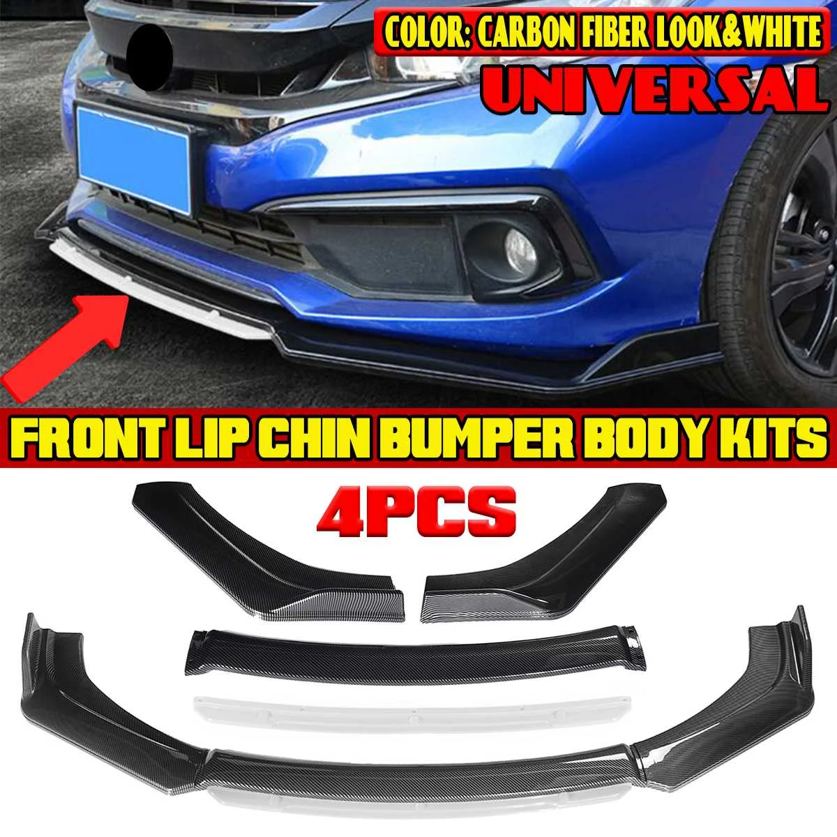 Carbon Fiber Look Car Front Bumper Splitter Lip Diffuser Protector Cover For Honda For Civic For Accord 9TH 10TH 11TH For Acura