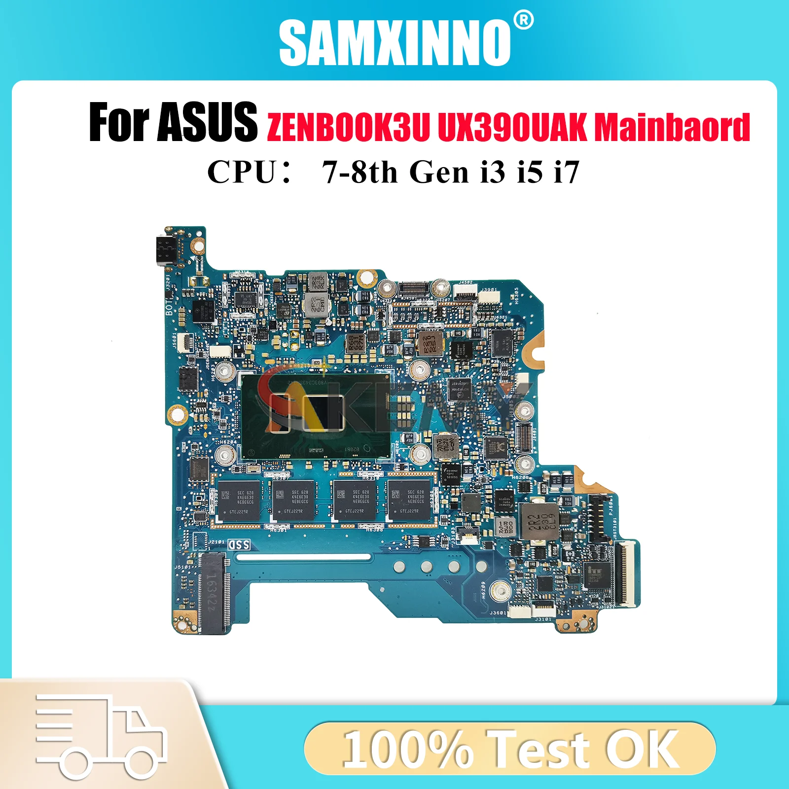

UX390UAK Laptop Motherboard For ASUS ZenBook ZENBOOK3U UX390UAK UX390 Notebook Mainboard W/ i3 i5 i7 CPU 100% tests OK fast ship