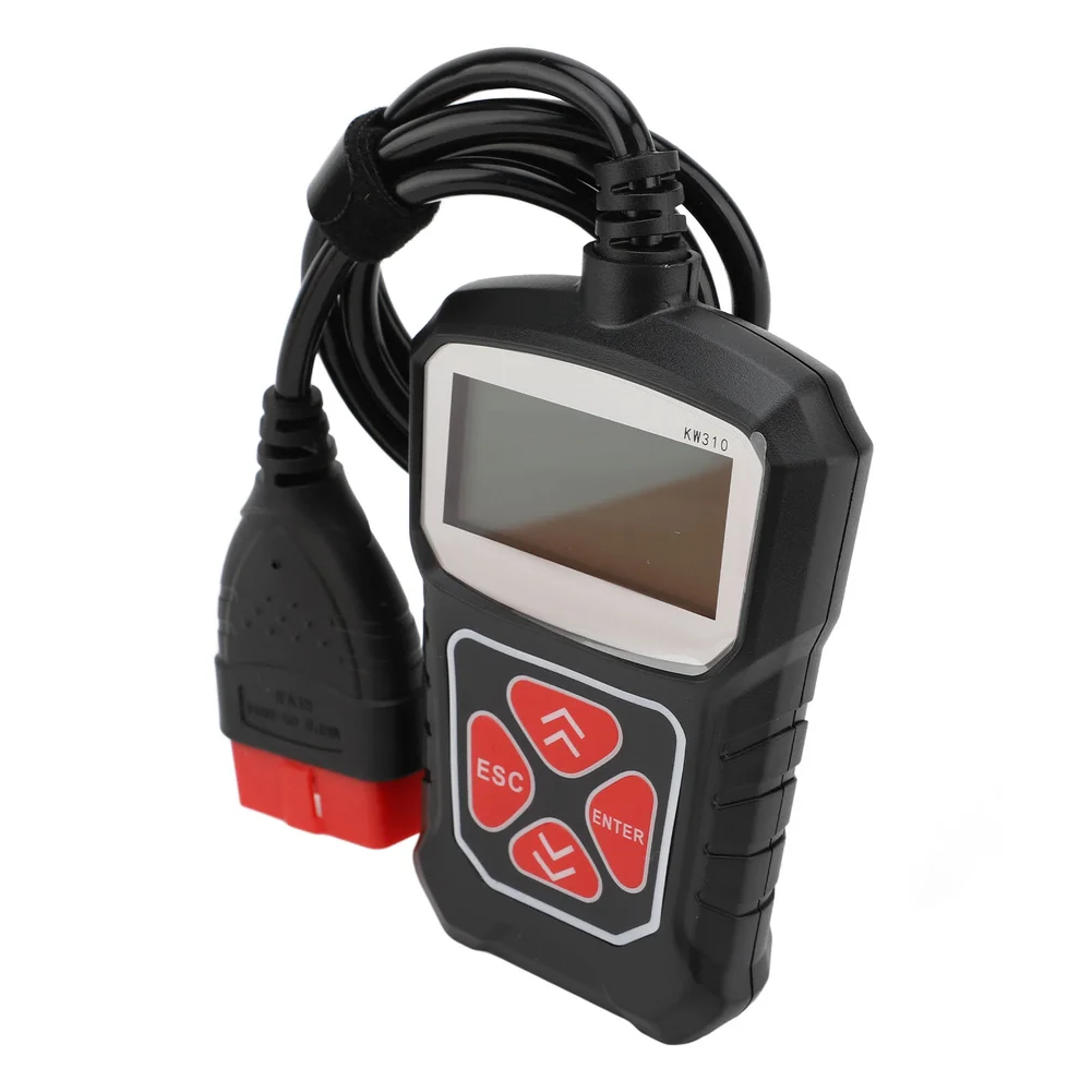 KW310 OBD2 Scanner for 12V Vehicles with Multilingual Display Supports Full OBD2 Mode and Vehicle Data Retrieval