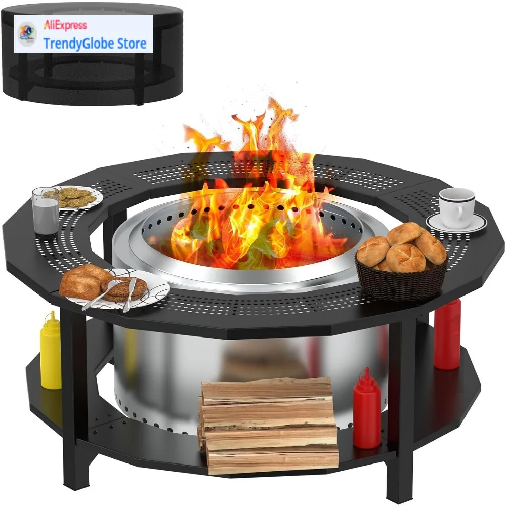 

Портативный уличный стол для костра для одиночной печи Юкон, костер и тики, подходит для дровяных костра и бездымного огня