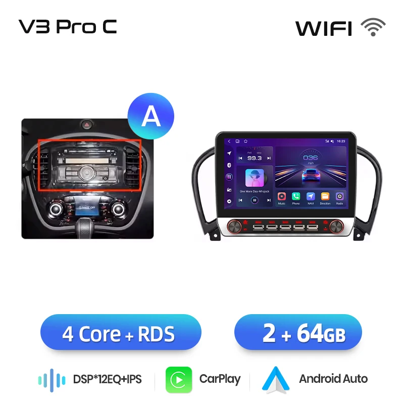 Junsun 13.1″ QLED Draadloze CarPlay Android Auto Autoradio Voor Nissan Juke F15 2010-2014 Intelligente Systemen DSP SWC RDS GPS FM