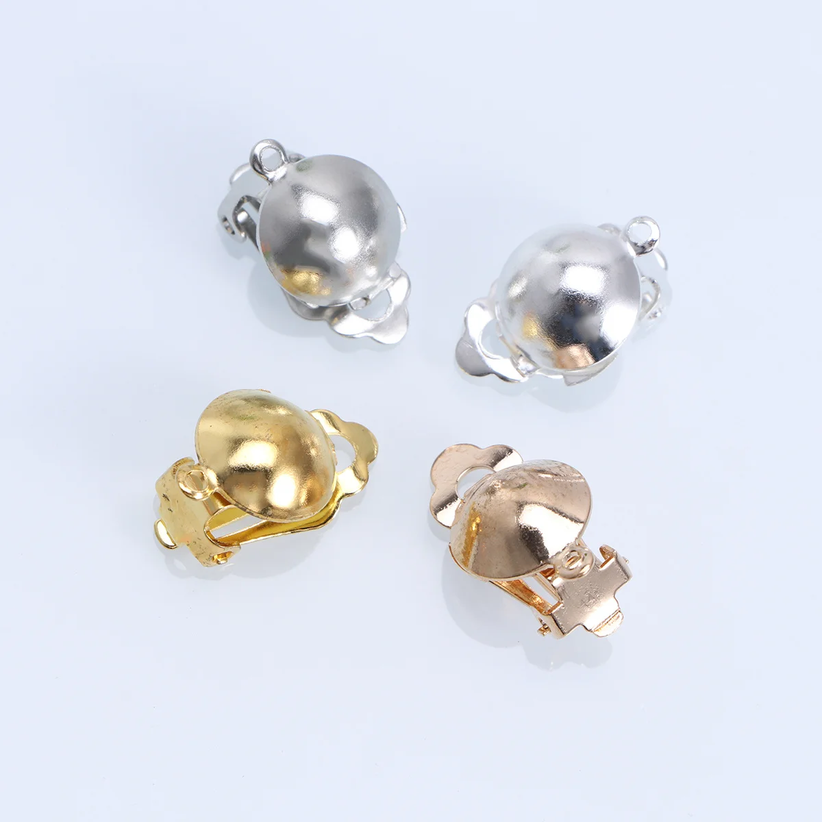 

80pcs Ear Clips Accessories Diy Jewelry Making Supplies Delicate Earrings For Crafting Home Dorm Store Use Golden Silver White K