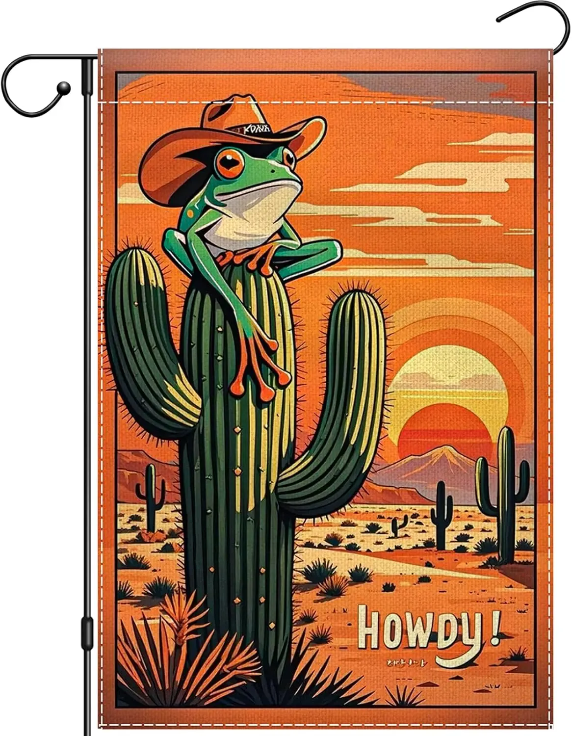 Howdy Frog Garden Flags 12×18 Double Sided, Funny Flags for Yard Holiday Farmhouse, Small Burlap Decorative Flag Yard Banner ZZM