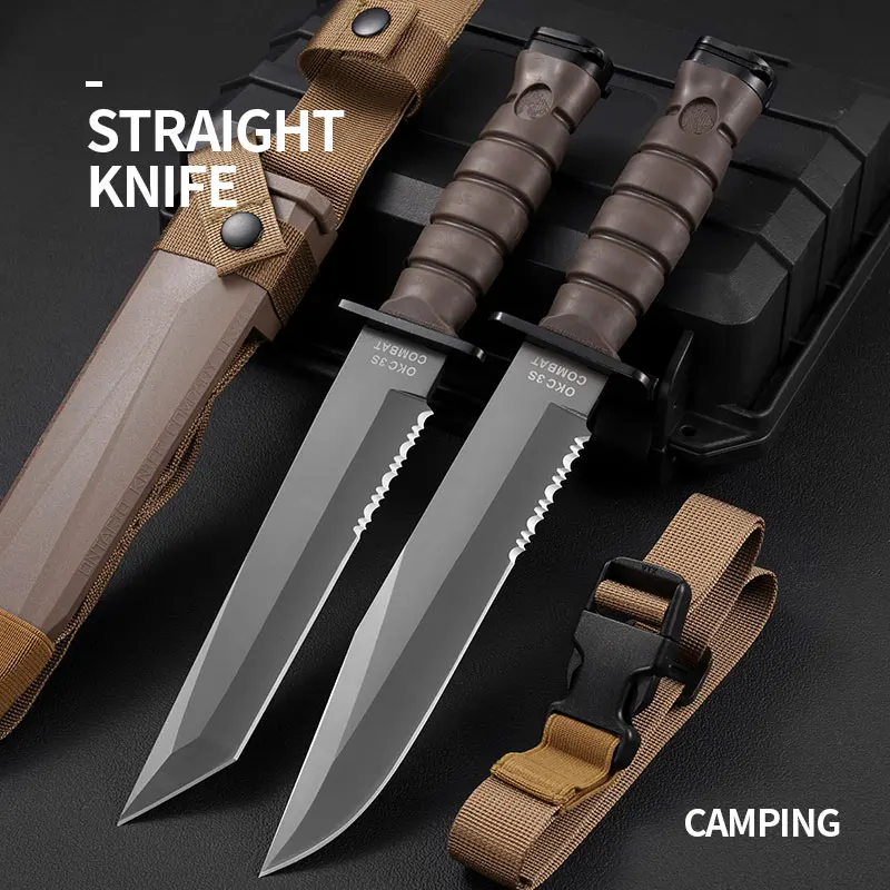 Outdoor multi-purpose military tactical knife, EDC portable fixed blade, field self-defense hunting knife, survival knife