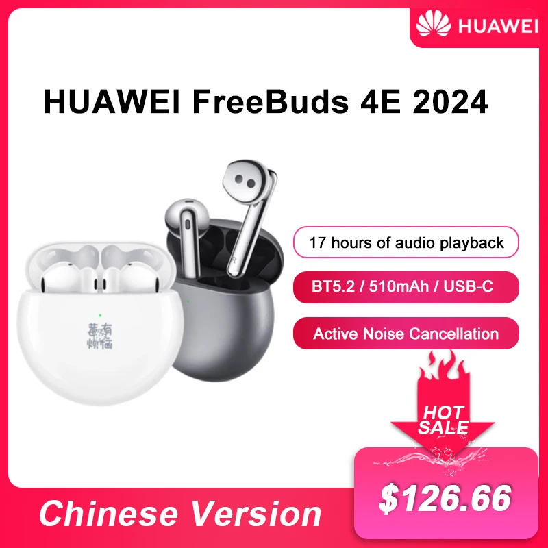 

Huawei FreeBuds 4E 2024 Wireless Bluetooth Headset Active Noise Reduction Earphone In-Ear Sports Headphones Long Battery Life