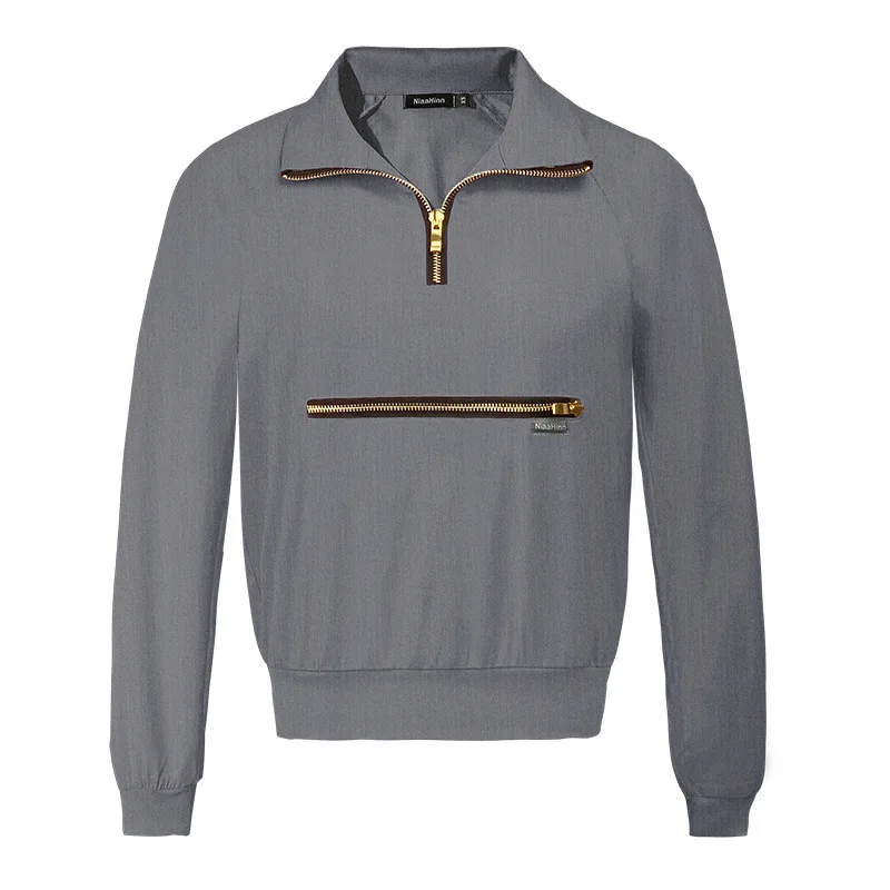 Long Sleeve Autumn Casual Turn-Down Collar Surgical Gown Unisex Two-Piece Set Hospital Scrub Suit Stretchy Nurse Handwashing