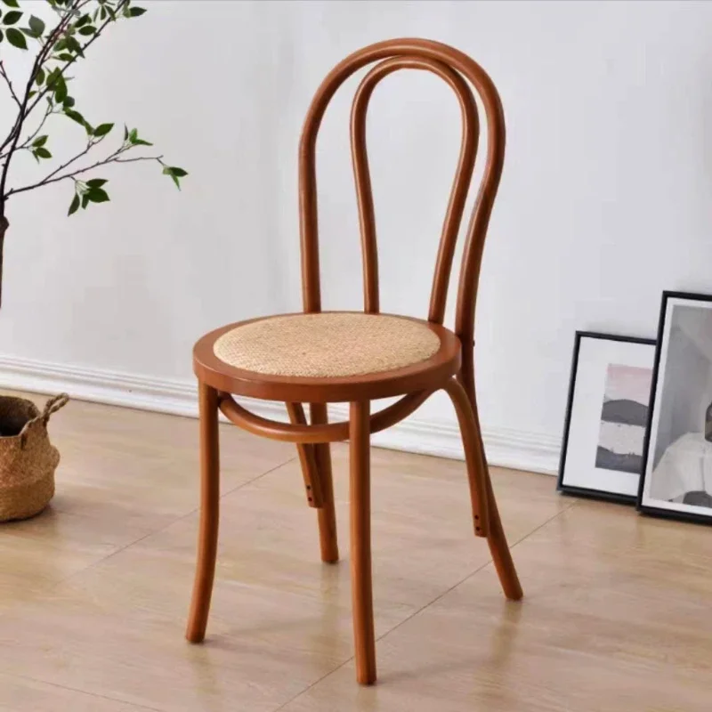 Solid Wood Dining Chairs Vintage Rattan Chair for Dining Room Design Kitchen Chairs with Backrest Interior Chair Furniture