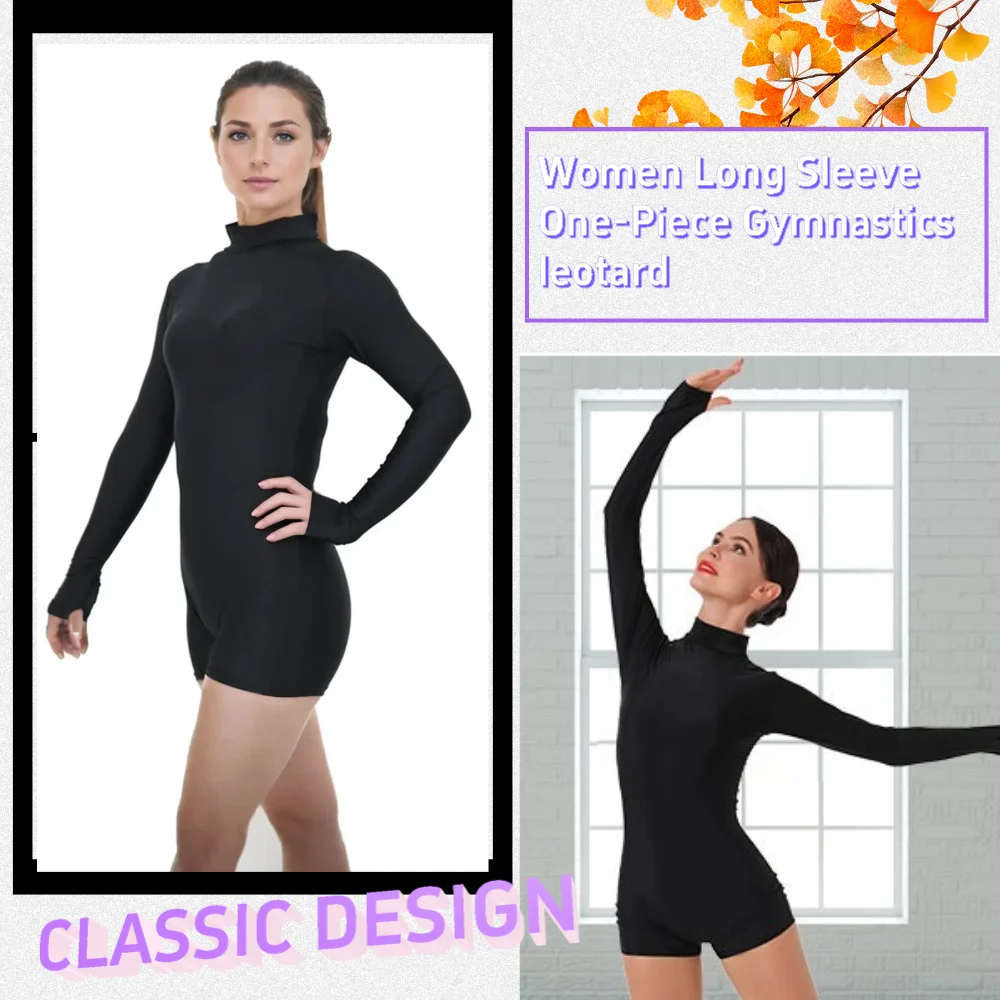 

Adult Ballet Dance Leotards for Women one-piece suit Straight unitard Long sleeve Exercise Clothes Quick Dry gymnastics overalls