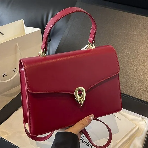 

2024 New Red Wedding Bag for Bride, Large Capacity Leather Tote Bag, Fashionable Handbag & Crossbody Shoulder Purse​